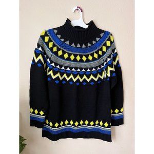 🌸 Style&Co. Womens L Large Sweater Raglan Black Yellow Knit Top